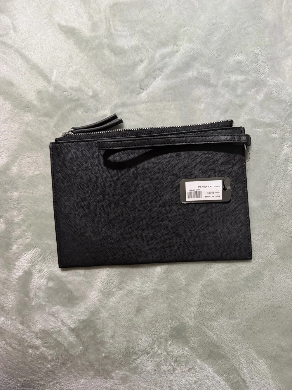 GUESS Black Embossed Logo Zip Wristlet Clutch